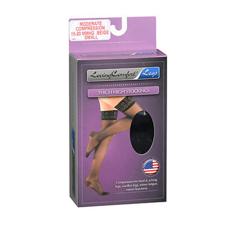 Scott Specialties, Loving Comfort Legs Thigh High Stockings Moderate Compression Beige Small, 1 Each