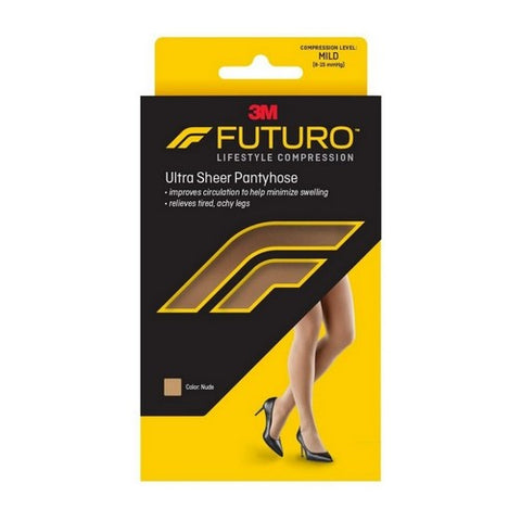 3M, Futuro Energizing Ultra Sheer Pantyhose For Women French Cut Lace Panty Mild Nude, Medium each