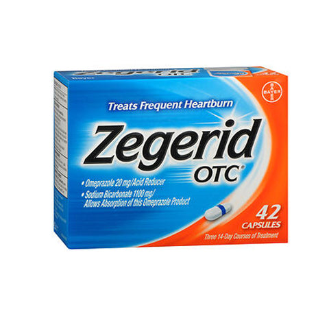 Zegerid Otc, Omeprazole And Sodium Bicarbonate Acid Reducer for Frequent Heartburn, 42 caps