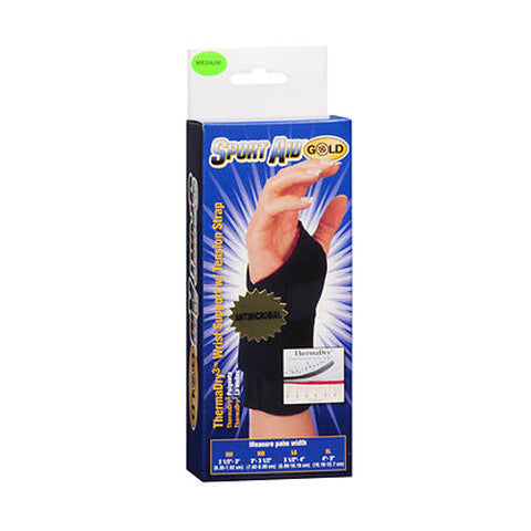 Sport Aid, Gold ThermaDry3 Wrist Support with Tension Strap Medium, 1 Each