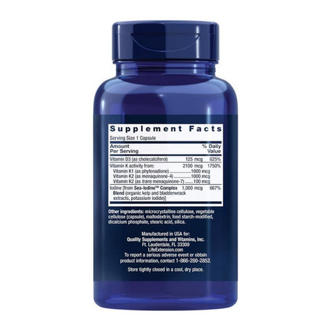 Life Extension, Vitamins D and K with Sea-Iodine, 60 Caps