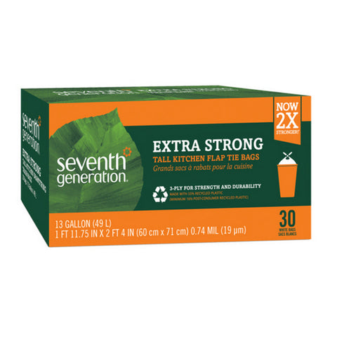 Seventh Generation, Extra Strong Tall Kitchen Trash Bags, 30 Count(Case Of 12)