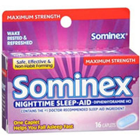 Boudreaux, Sominex Nighttime Sleep-Aid Caplets Maximum Strength, 16 Caps