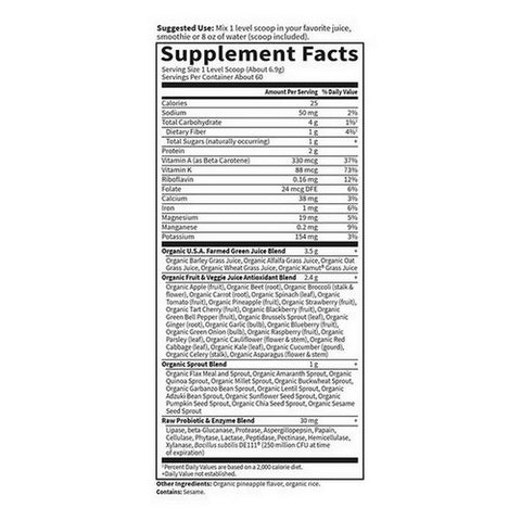 Garden of Life, Perfect Food Raw Organic Powder, 14.60 Oz