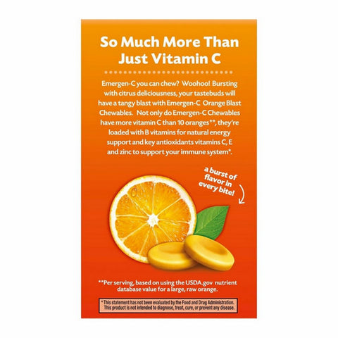 Emergen-C, Vitamin C Chewables Orange Blast, 1000 mg, 40 Tablets