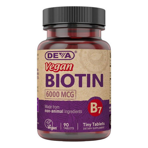Deva Vegan Vitamins, Vegan Biotin, 6,000 mcg, 90 Tabs