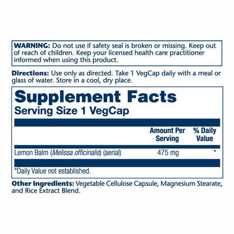 Solaray, Lemon Balm, 395 mg, 100 Caps