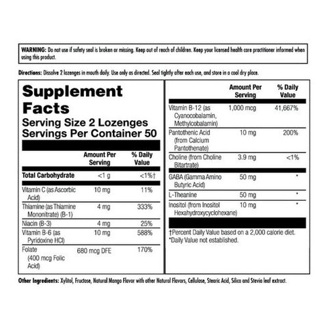 Kal, GABA L-Theanine Stress B, 100 Lozenges