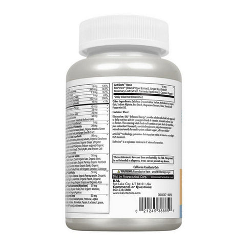 Kal, Enhanced Energy Whole Food Multivitamin, Whole Food Multivitamin, 60 Veg Tabs