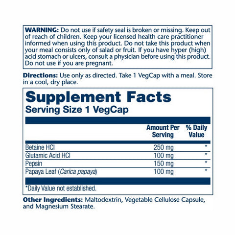 Solaray, HCL with Pepsin, 250 mg, 180 Caps