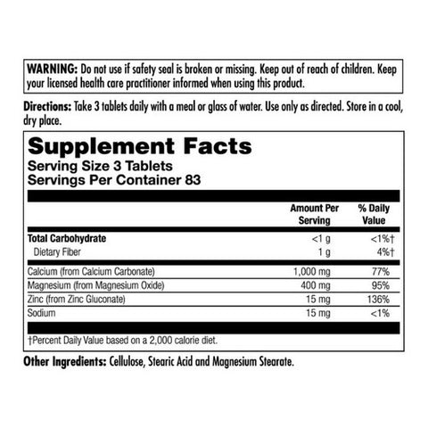 Kal, Cal/Mag/Zinc High Potency, 250 Tabs
