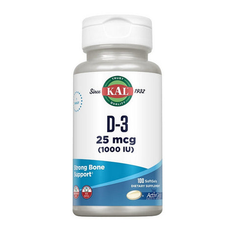 Kal, D-3, 1,000 IU, 100 Softgels