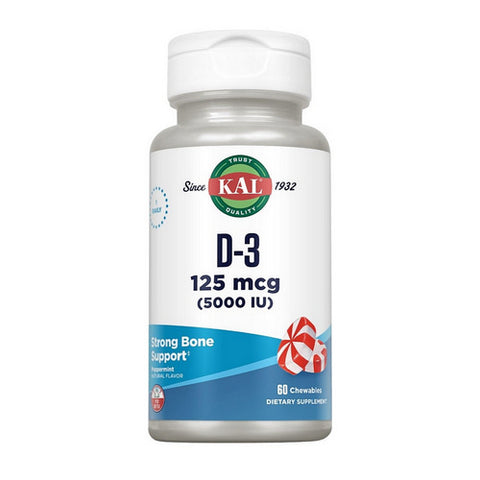 Kal, Ultra D-3, 5,000 IU, Peppermint 60 Chews