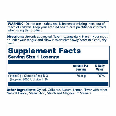 Solaray, Vitamin D-3, 2,000 IU, Lemon 60 Lozenges