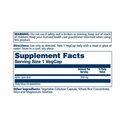 Solaray, Alpha Lipoic Acid, 250 mg, 60 Caps