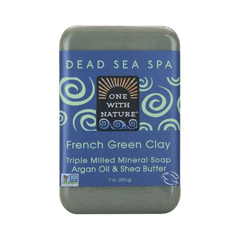 One with Nature, Dead Sea Mineral Bar Soap French Green Clay, French Green Clay 7 Oz