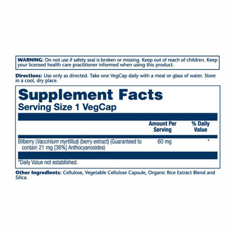 Solaray, Bilberry Berry Extract, 60 mg, 120 Veg Caps