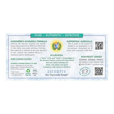 Auromere, Ayurvedic Herbal Toothpaste, Mint-Free 4.16 Fl Oz