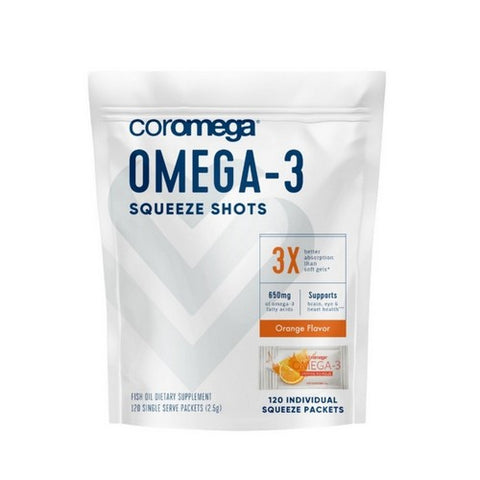 Coromega, Omega-3 Squeeze Shots Orange, 120 Count