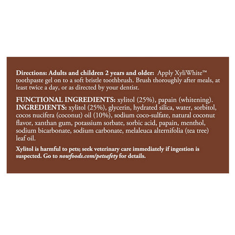 Now Foods, XyliWhite Coconut Oil Toothpaste Gel, 6.4 Oz