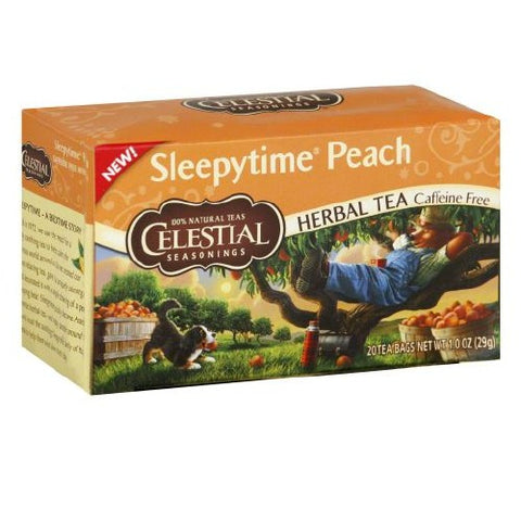 Celestial Seasonings, Herbal Tea Caffeine Free Sleepytime Peach, 20 Bags(Case Of 6)