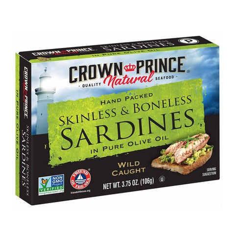 Crown Prince, Sardine Boneless & Skinless Olive Oil, 3.75 Oz(Case Of 12)