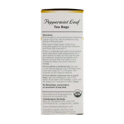 Celebration Herbals, Organic Peppermint Leaf Tea, 24 Bags