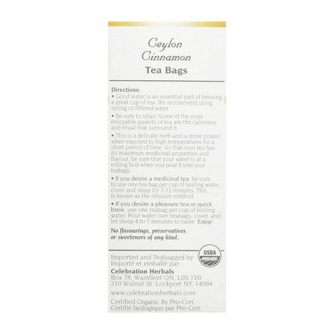 Celebration Herbals, Organic True Cinnamon Tea, 24 Bags
