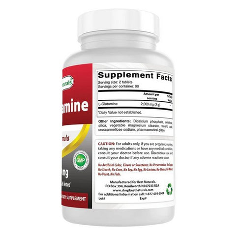 Best Naturals, L-Glutamine, 1000 mg, 180 Tabs
