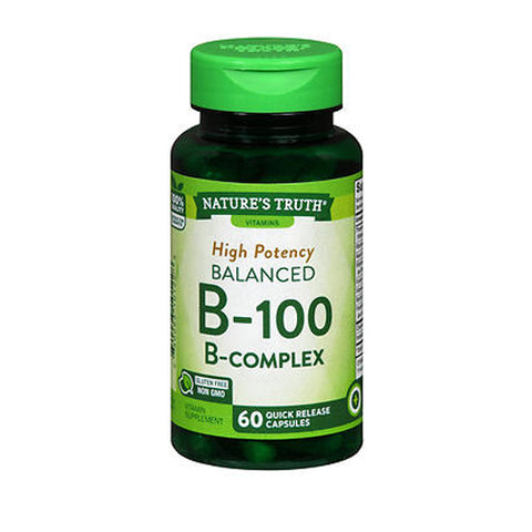 Nature's Truth, High Potency Balanced B-100 B- Complex Quick Release Capsules, 60 Caps