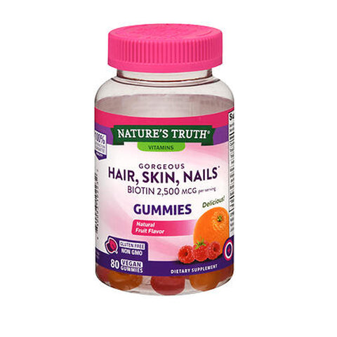 Nature's Truth, Gorgeous Hair - Skin & Nails Gummies Natural Fruit Flavor, 80 Each