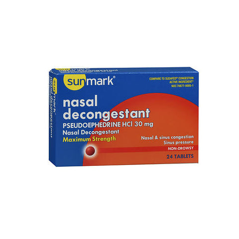Sunmark, Nasal Decongestant Tablets Maximum Strength, 24 Tabs