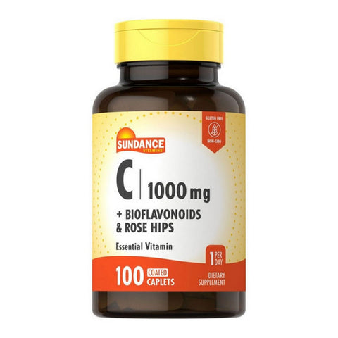 Sundance, Vitamin C + Bioflavonoids & Rose Hips Coated Caplets, 1000 mcg, 100 Tabs