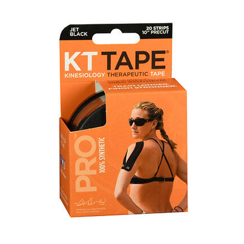 KT Tape, Kinesiology Therapeutic Tape Pro Strips Jet Black, 20 Each