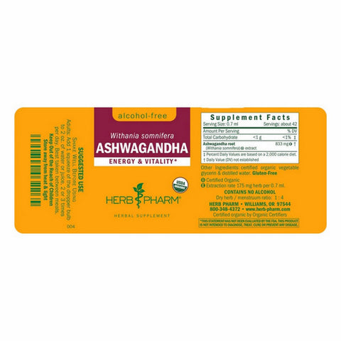 Herb Pharm, Ashwagandha, Alcohol Free 4 Oz