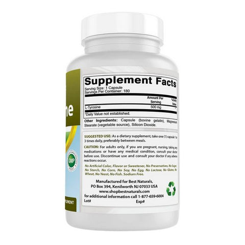 Best Naturals, L-Tyrosine, 500 mg, 180 Caps