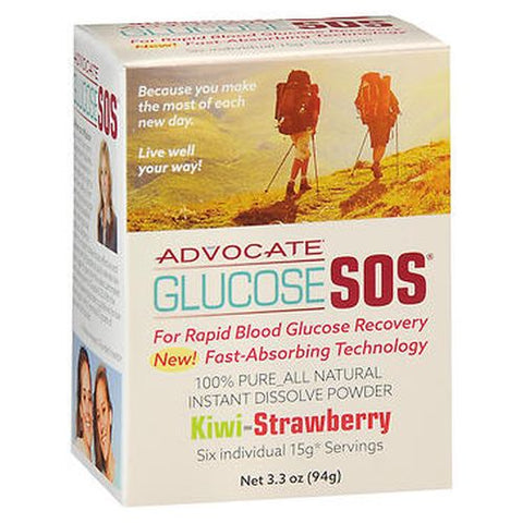 Advocate, Glucose SOS Instant Dissolve Powder, Kiwi-Strawberry 3.3 Oz
