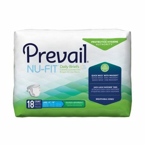 First Quality, Unisex Adult Incontinence Brief Nu-Fit Large Disposable Heavy Absorbency, Case Of 4
