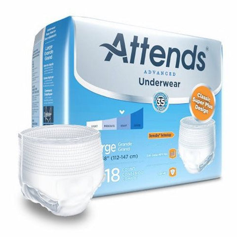 Attends, Unisex Adult Absorbent Underwear Advanced Pull On with Tear Away Seams Large Disposable Heavy Absorbency, Case Of 4