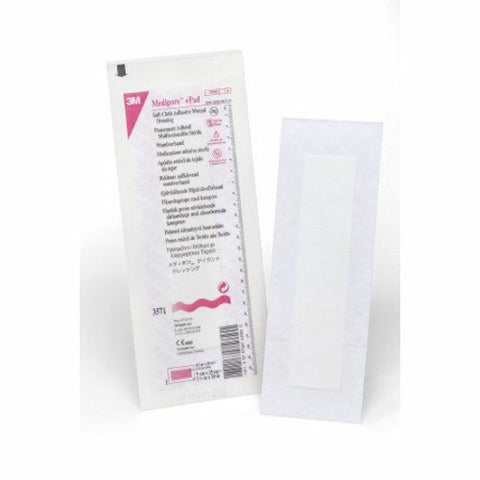 3M, Adhesive Dressing 3M Medipore 3-1/2 X 10 Inch Soft Cloth Rectangle White Sterile, Case Of 100