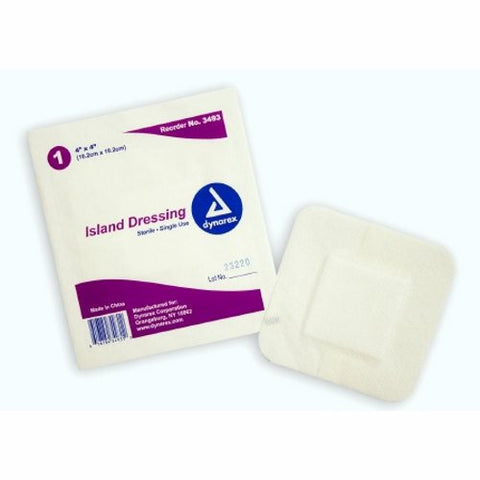 Dynarex, Adhesive Dressing Dynarex 4 X 4 Inch NonWoven / Cotton Square White Sterile, Box Of 25