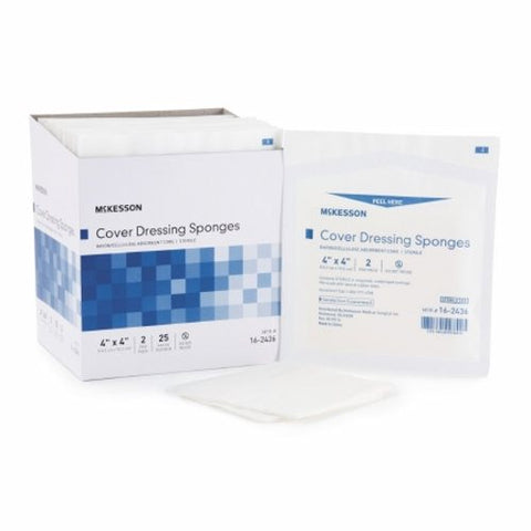 McKesson, Cellulose Filled Nonwoven Sponge 4 X 4 Inch Sterile 16-2436, 1 Pack