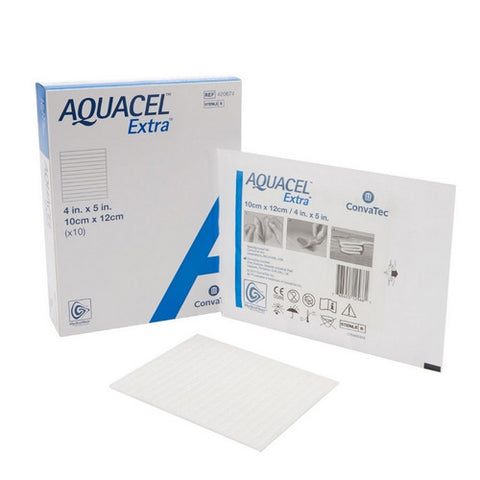 Convatec, Hydrofiber Dressing Aquacel  Extra Hydrofiber (Sodium Carboxymethylcellulose) 4 X 5 Inch, Box Of 10