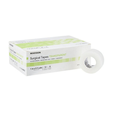 McKesson, Medical Tape Transparent 1 Inch X 5.5 Yard Plastic Silicone NonSterile 16-48410, Box Of 12