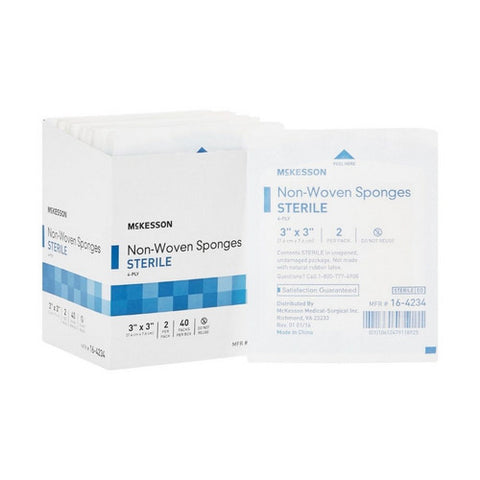 McKesson, NonWoven Sponge McKesson Polyester / Rayon 4-Ply 3 X 3 Inch Square Sterile, Case Of 30