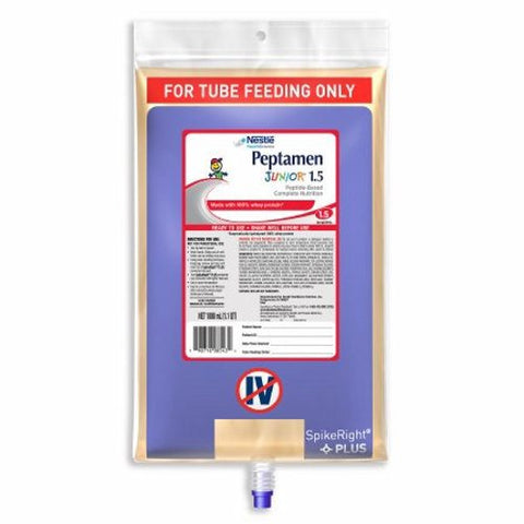 Nestle Healthcare Nutrition, Pediatric Tube Feeding Formula Peptamen Junior  1.5 1000 mL Bag Ready to Hang Unflavored Ages 1-13 Y, 1000 Ml