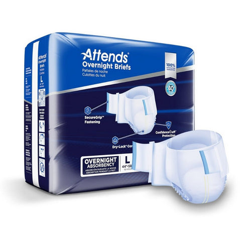 Attends, Attends Overnight Brief Unisex Adult Incontinence Large Disposable Heavy Absorbency, Count of 14