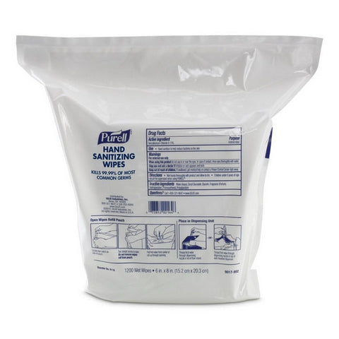 Purell, Sanitizing Skin Wipe Purell  Refill Pouch BZK (Benzalkonium Chloride) Alcohol Scent 1,200 Count, Count of 2