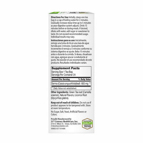 21st Century, Herbal Slimming Tea Lemon-Lime, Lemon Lime 24 Bags