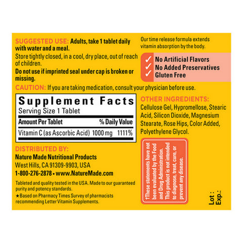 Nature Made, Vitamin C with Rose Hips, 500mg, 60 Tabs